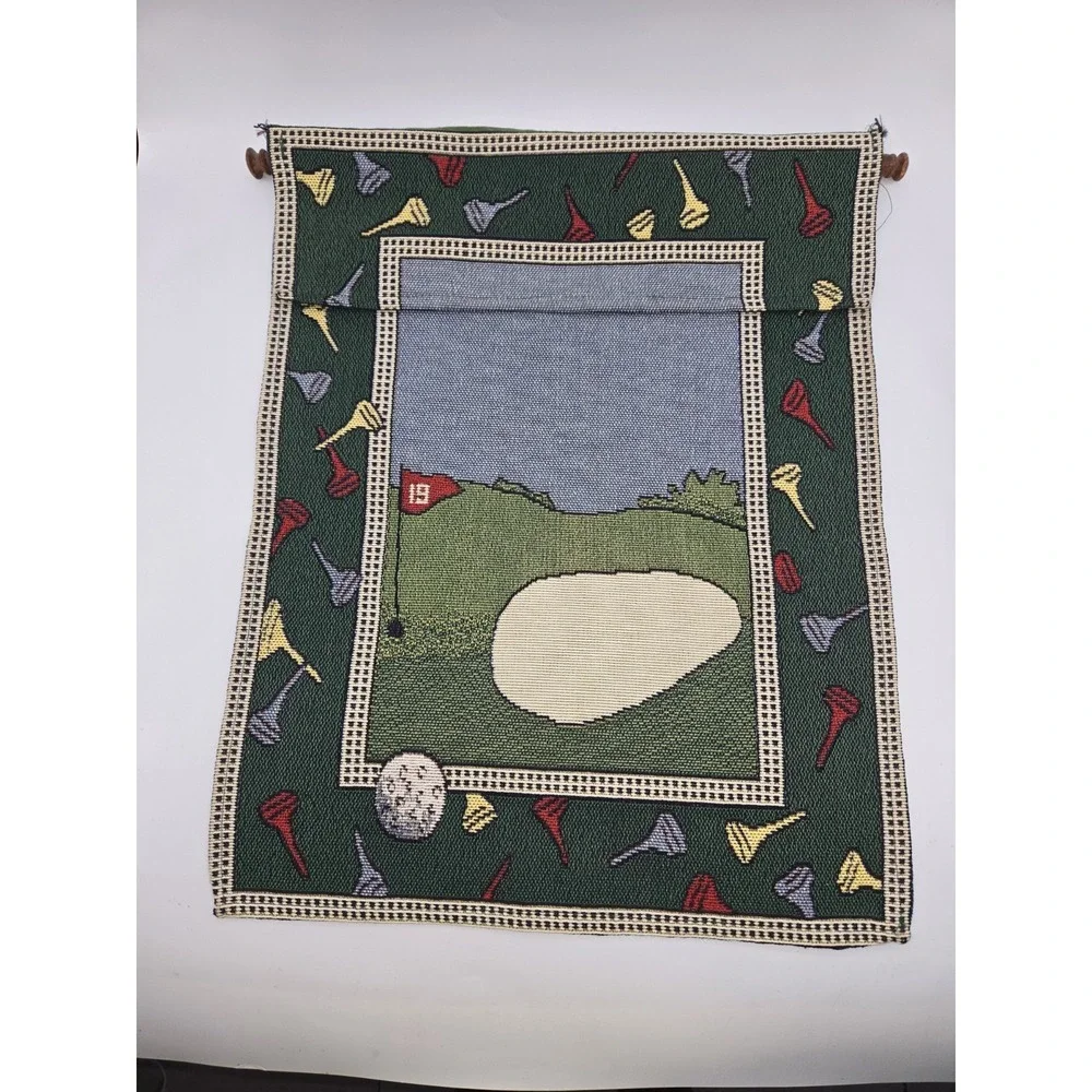 W.W. 2001 Golf 19th Hole Tapestry Wall Hanging Golf Clubs Wood Rod Decor